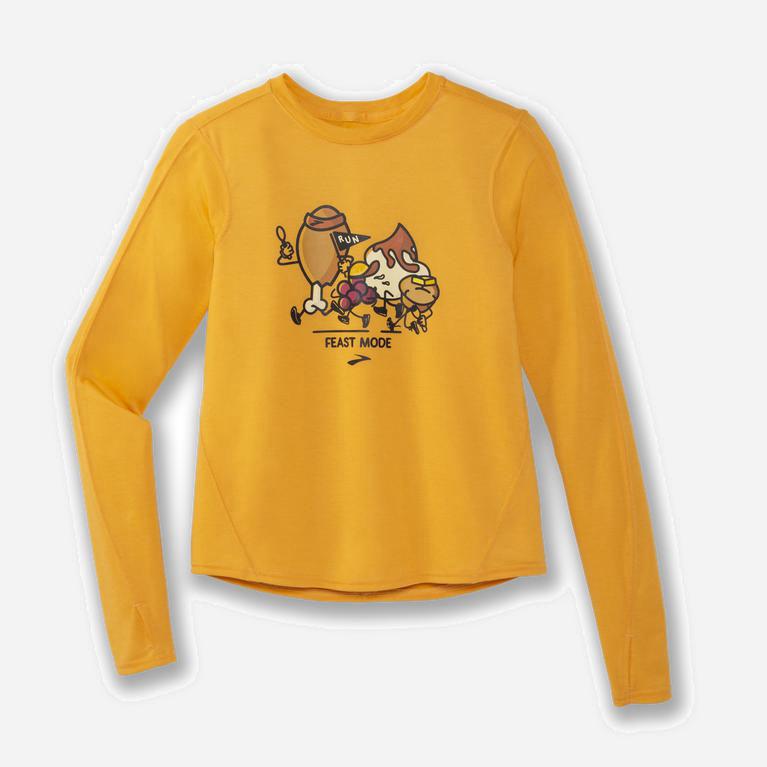 Brooks Trot Happy Distance Graphic Ls Långärmad Löpartröja Dam 873650-LTX Orange